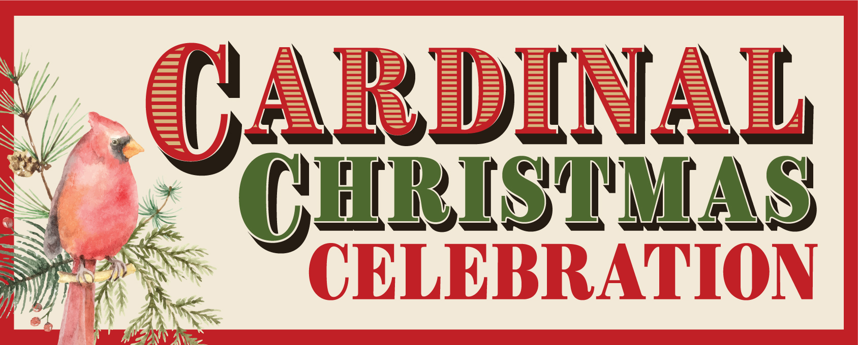 Image of cardinal Christmas celebration logo. 