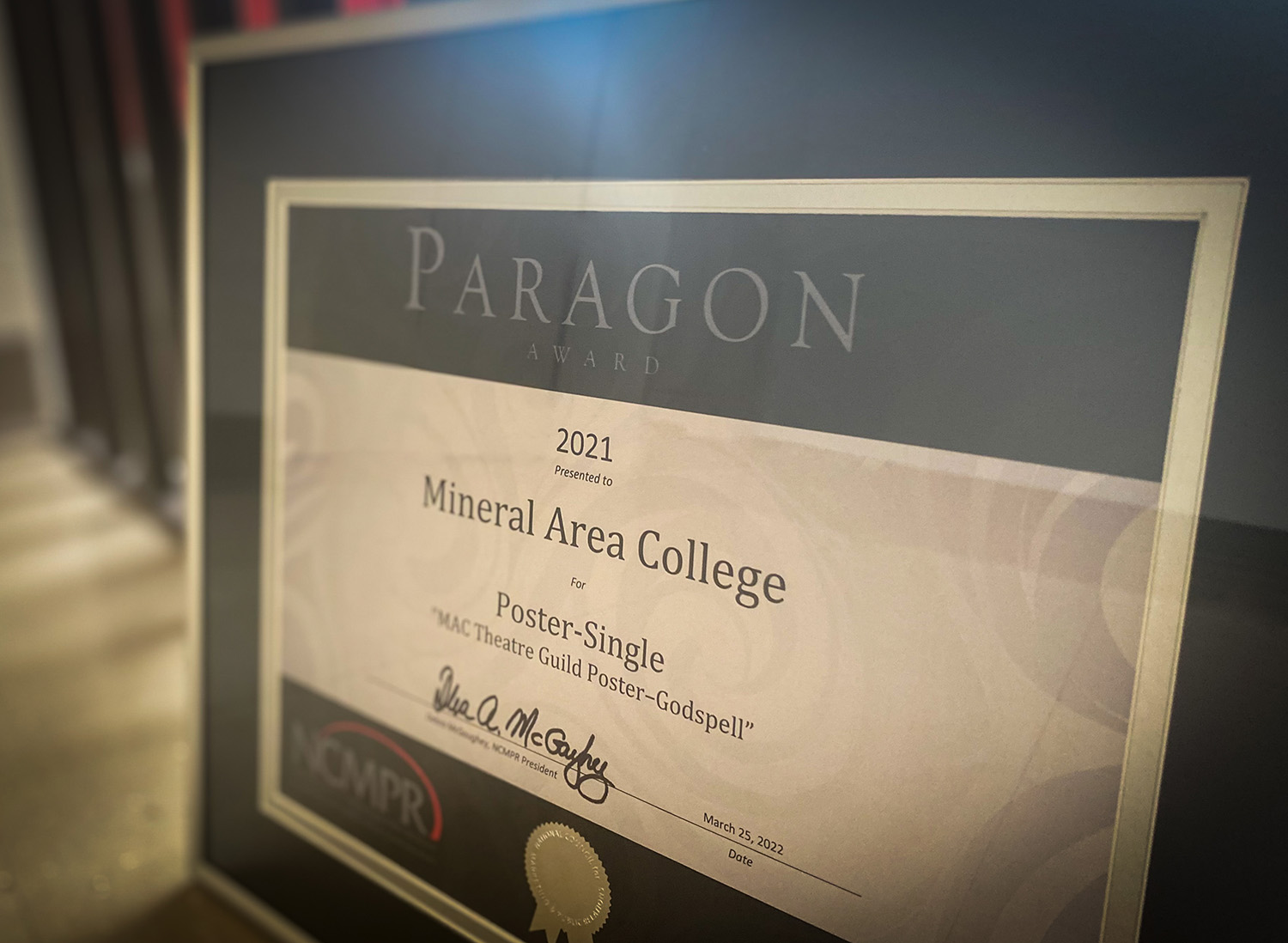 Image of Paragon Award Certificate