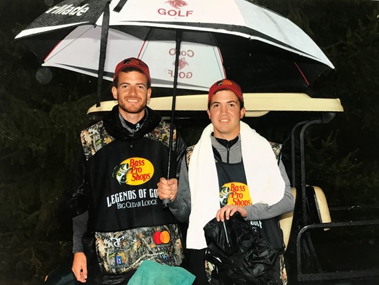 Ricardo and Marcos Devoto volunteer as caddies for the Legends of Golf Tournament