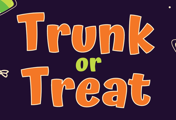 Purple Background with Candy says Trunk or Treat